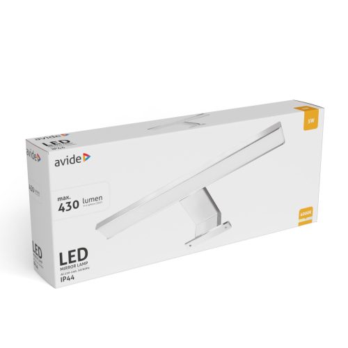 Avide LED svjetiljka za ogledalo, četvrtasta krom alu 300 mm NW 4000K 5W IP44