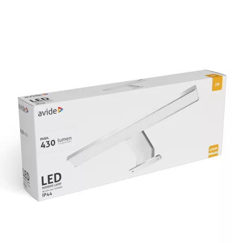Avide LED svjetiljka za ogledalo Kvadratna kromirana plastika 300 mm NW 4000K 5W IP44