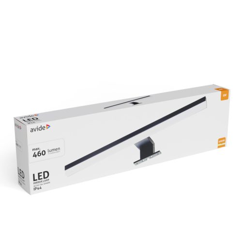 Avide LED svjetiljka za ogledalo, četvrtasta crna alu 400 mm NW 4000K 8W IP44