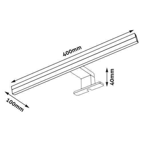 Avide LED svjetiljka za ogledalo, četvrtasta crna alu 400 mm NW 4000K 8W IP44