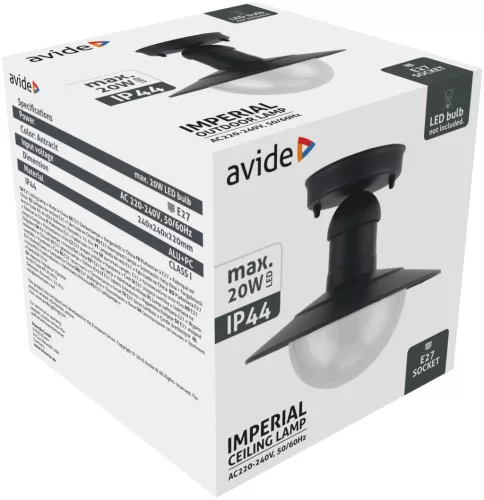 Vonkajšie stropné svietidlo Avide Imperial 1xE27 IP44 antracit