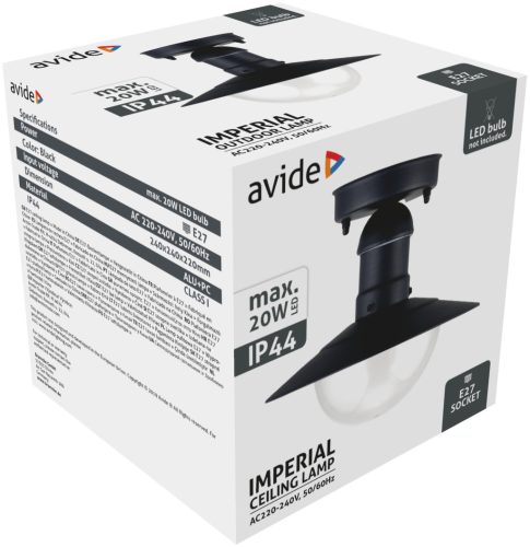 Vonkajšie stropné svietidlo Avide Imperial 1xE27 IP44 čierne