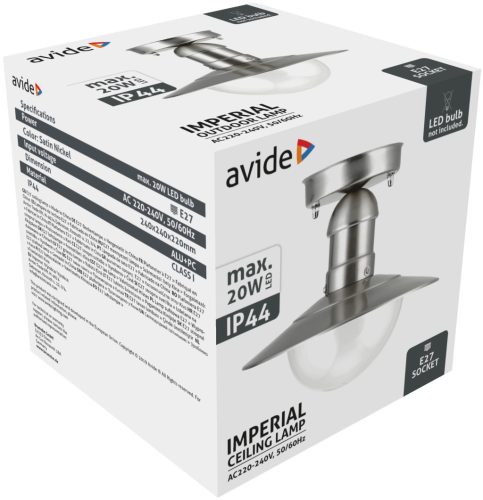 Vonkajšie stropné svietidlo Avide Imperial 1xE27 IP44 z nehrdzavejúcej ocele