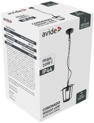 Avide vanjska visilica Coronado 1xE27 IP44 crna