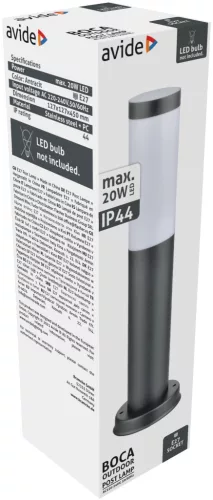 Avide kültéri álló lámpa Boca 1xE27 450mm IP44 Antracit