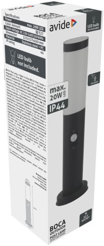 Avide kültéri álló lámpa Boca 1xE27 PIR 450mm IP44 Antracit