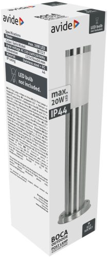 Avide kültéri álló lámpa Boca 1xE27 450mm IP44 Szatén Nikkel