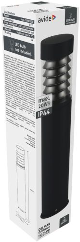 Avide kültéri álló lámpa Delmar 1xE27 500mm IP44 Fekete