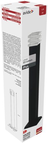 Avide kültéri álló lámpa Solana LED 1.5W WW 500mm IP44 Fekete
