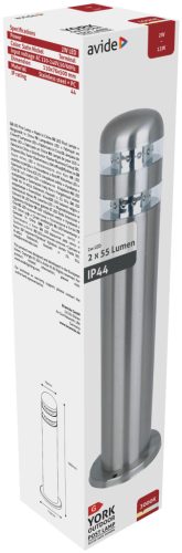 Avide kültéri álló lámpa York LED 2W WW 500mm IP44 Szatén Nikkel