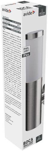 Avide outdoor wall lamp Boca 1xE27 IP44 Satin Nickel