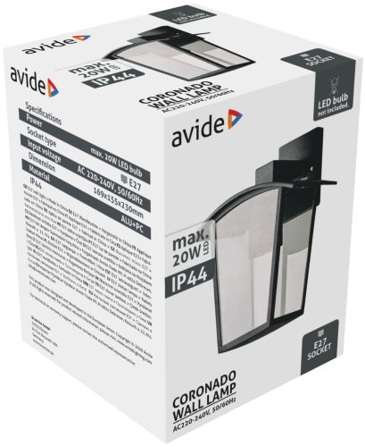 Avide outdoor wall lamp Coronado 1xE27 IP44 black