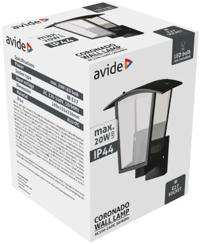 Avide outdoor wall lamp Coronado 1xE27 IP44 black