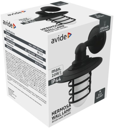 Avide outdoor wall lamp Hermosa 1xE27 IP44 black