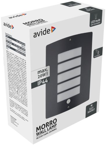 Avide outdoor wall lamp Morro 1xE27 PIR IP44 Anthracite