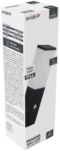 Avide outdoor wall lamp Panama 1xE27 PIR IP44 Black
