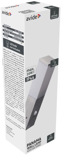 Avide outdoor wall lamp Panama 1xE27 PIR IP44 Satin Nickel