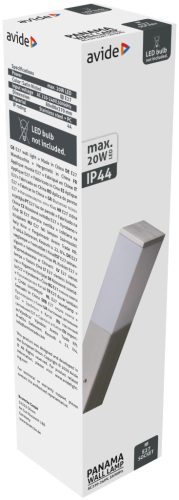 Avide outdoor wall lamp Panama 1xE27 IP44 Satin Nickel