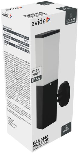 Avide outdoor wall lamp Panama 1xE27 IP44 Black
