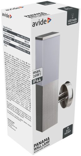 Avide outdoor wall lamp Panama 1xE27 IP44 Satin Nickel