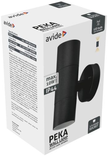 Avide outdoor wall lamp Peka 2xGU10 IP44 Black