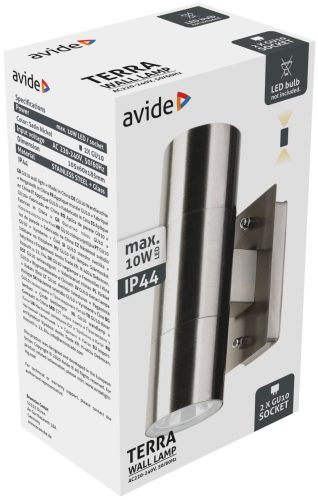 Avide outdoor wall lamp Terra 2xGU10 IP44 Satin Nickel