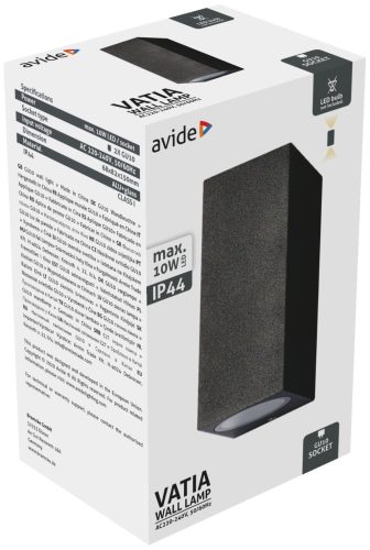 Avide outdoor wall lamp Vatia 2xGU10 IP44 Black