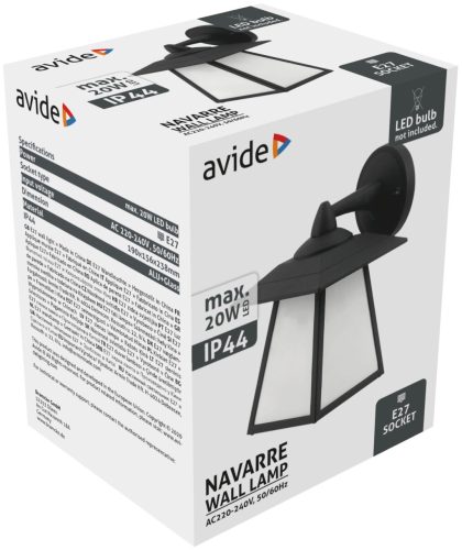 Avide outdoor wall lamp Navarre 1xE27 IP44 black