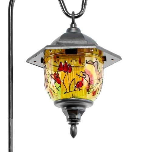 Lampa ogrodowa Tiffany na energię słoneczną z wyciętym panelem słonecznym