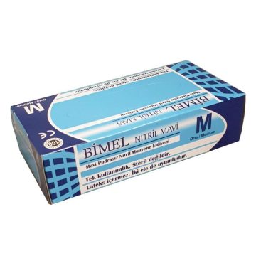   Bimel Nitril vizsgáló kesztyű, púdermentes, kék "L" 100 db/doboz