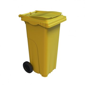   Műanyag szemetes kuka, kommunális hulladékgyűjtő, sárga, 120L