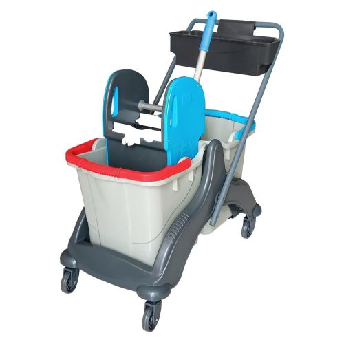 Cleaning cart, plastic frame, with 2x25 liter buckets