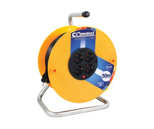 Commel kábel dob - PVC 280 mm, egyfázisú,  16 A 230 V ~ 3500 W IP20,  3x1,5, 50M