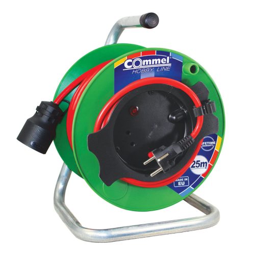 Commel Kábel dob - PVC 230 mm, egyfázisú, 3x1,5 16 A 230 V ~ 3500W, 25M, kerti gépekhez