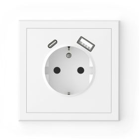 Commel Schuko socket plug USB A, C recessed white  