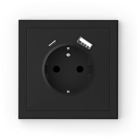 Commel Schuko socket plug USB A, C recessed black