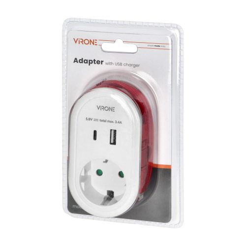 Virone strujni adapter, punjač za telefon schuko USB AC, USB C lightning kabel