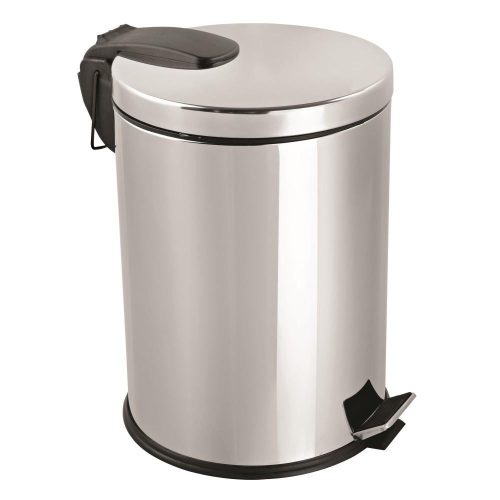 Stainless steel pedal bin, with removable plastic bucket, 5L, shiny
