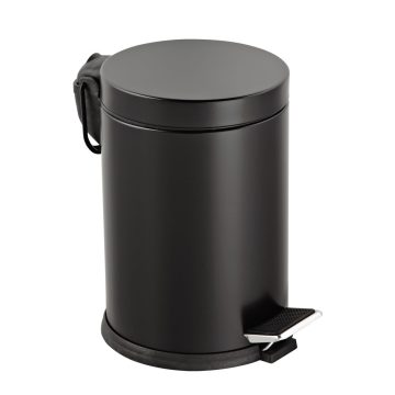   Galvanized steel pedal bin, with removable plastic bucket, black color, 5L