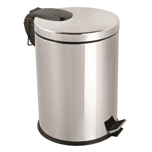 Stainless steel pedal bin, with soft-close mechanism, 12L, shiny