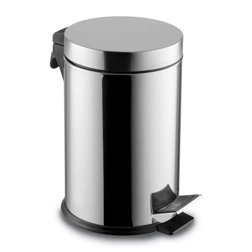 DAMAGED Stainless steel pedal bin with removable plastic bucket, 30L, glossy