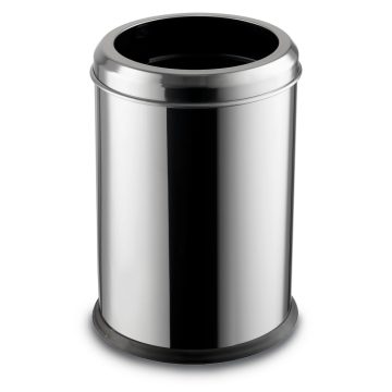   Lidless, stainless steel trash can, 12 liters, 22x32.5cm, glossy, 430SS, 12pcs/carton
