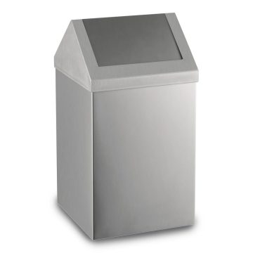 Stainless steel dustbin with hinged lid, 54 liters, matt