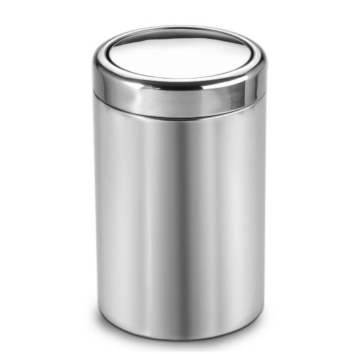 Stainless steel bin with flip lid 7L, shiny