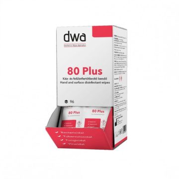   DWA 80 Plus kéz- és felületfertőtlenítő kendő 96 lap, kínáló dobozban