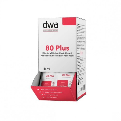 DWA 80 Plus kéz- és felületfertőtlenítő kendő 96 lap, kínáló dobozban
