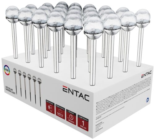 Entac Kerti Szolár Lámpa 340mm Rozsdamentes acél Üveg fej 1 LED RGB 24/kínáló