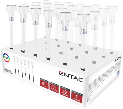 Entac Kerti Szolár Lámpa 360mm Rozsdamentes acél Fehér 1 LED RGB 24/kínáló 