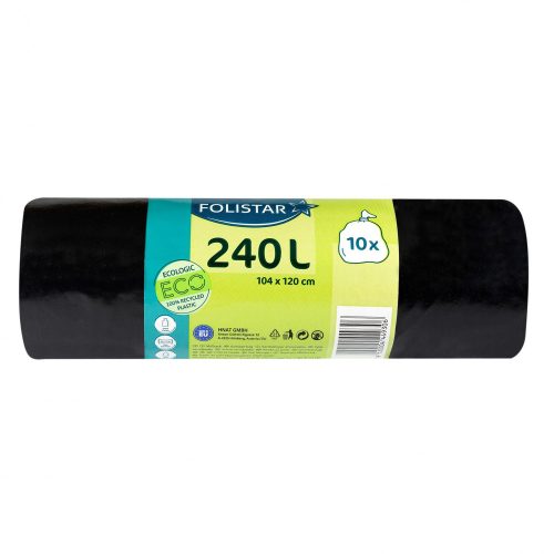 Folistar trash bag 104x120 cm, 240 liter LDPE 60 micron black, 10 pieces/roll