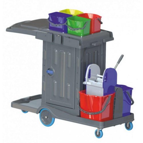 Hercules Classic cleaning cart lockable, with press, 2x18L + 4x5L bucket,